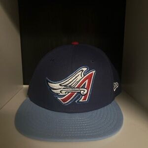 NEW ERA LOS ANGELES ANGELS  NAVY BLUE COOPERSTOWN 59FIFTY FITTED HAT SIZE 7 1/4